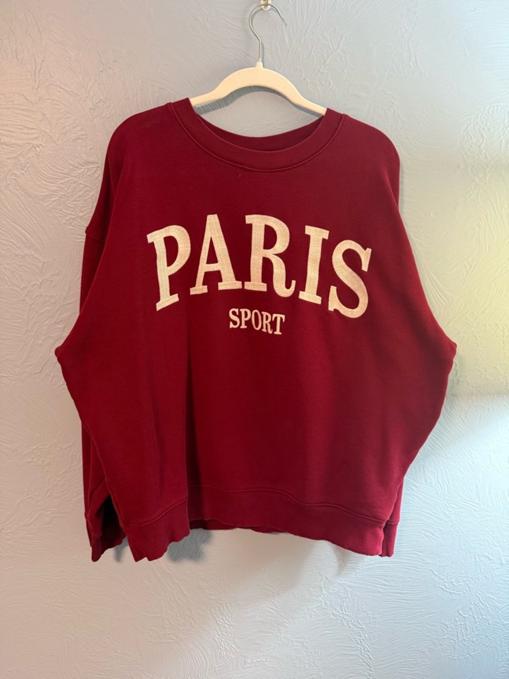 Universal Thread Burgundy Crewneck Sweatshirt with White Lettering